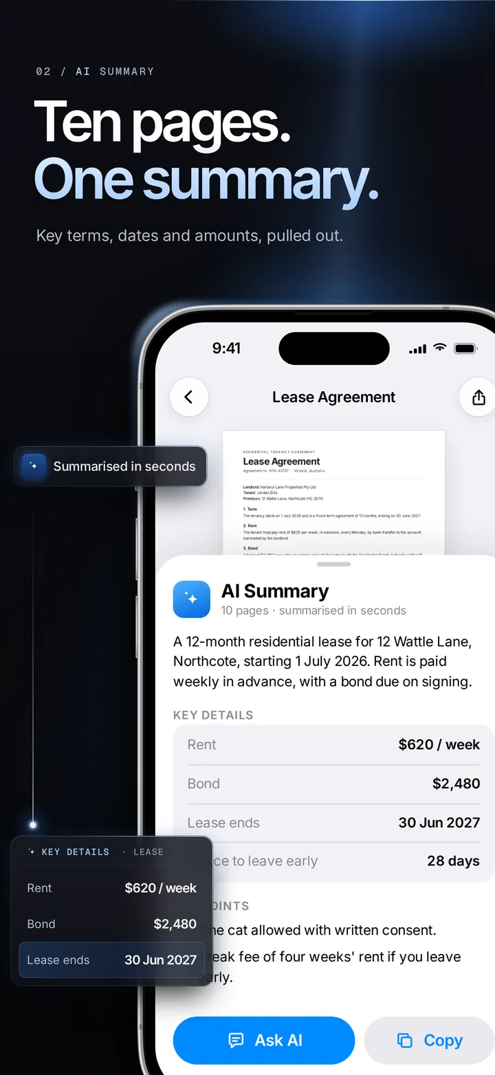PDF Scanner AI — ten pages, one AI summary