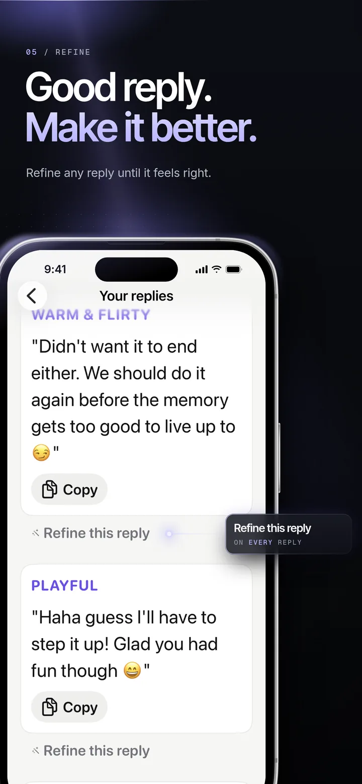 Reply AI — refine any reply until it feels right