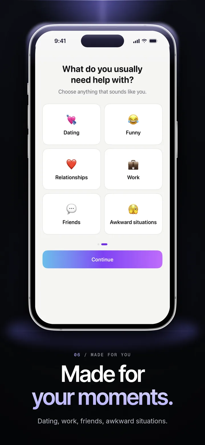 Reply AI — made for your moments, dating, work, friends and more